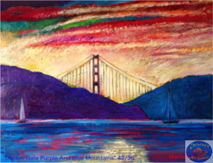 Golden Gate Over Purple And Blue Mountains