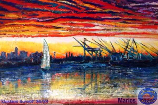 Oakland Sunset With Sailboat