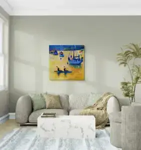 Pelican Bay, 91X91 CM, Oil on canvas, by Marios Orozco, Christiania Art Gallery