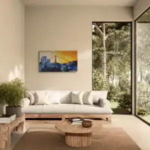 GOLDEN LIGHT OVER SAN FRANCISCO, 106X61 CM, OIl on canvas, by Marios Orozco, Christiania Art Gallery