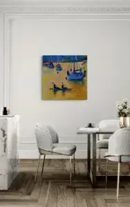 Pelican Bay, 91X91 CM, Oil on canvas, by Marios Orozco, Christiania Art Gallery