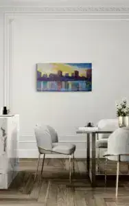 LAKE MERRIT REFLECTIONS, 112X58,5 CM, Oil on canvas, by Marios Orozco, Christiania Art Gallery