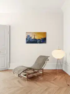 GOLDEN LIGHT OVER SAN FRANCISCO, 106X61 CM, OIl on canvas, by Marios Orozco, Christiania Art Gallery