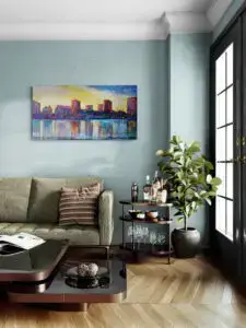 LAKE MERRIT REFLECTIONS, 112X58,5 CM, Oil on canvas, by Marios Orozco, Christiania Art Gallery