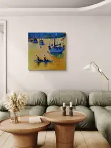 Pelican Bay, 91X91 CM, Oil on canvas, by Marios Orozco, Christiania Art Gallery