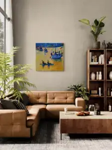 Pelican Bay, 91X91 CM, Oil on canvas, by Marios Orozco, Christiania Art Gallery