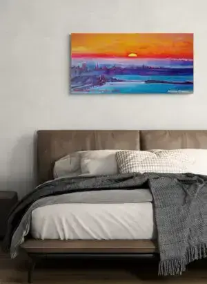 SUNSET OVER SAN FRANCISCO, 122X61 CM, By Marios Orozco, Christiania Art Gallery