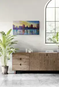 LAKE MERRIT REFLECTIONS, 112X58,5 CM, Oil on canvas, by Marios Orozco, Christiania Art Gallery