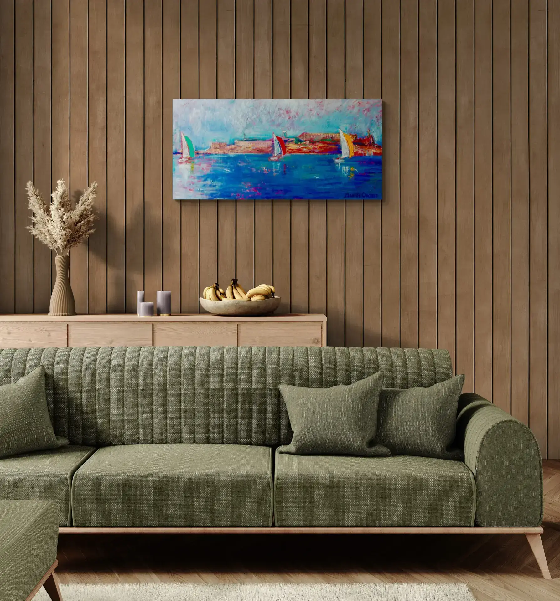 RED GREEN AND YELLOW, 127X61 CM, By Marios Orozco, Christiania Art Gallery