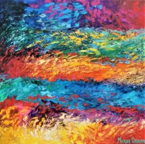 The Passion, 145X145 cm, Oil on canvas, by Marios Orozco, Christiania Art Gallery