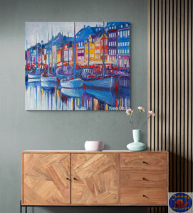 Cold Evening in Nyhavn, 115X97 CM, Oil on canvas, Marios Orozco, Christiania Art Gallery