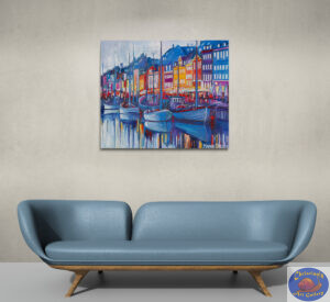 Cold Evening in Nyhavn, 115X97 CM, Oil on canvas, Marios Orozco, Christiania Art Gallery