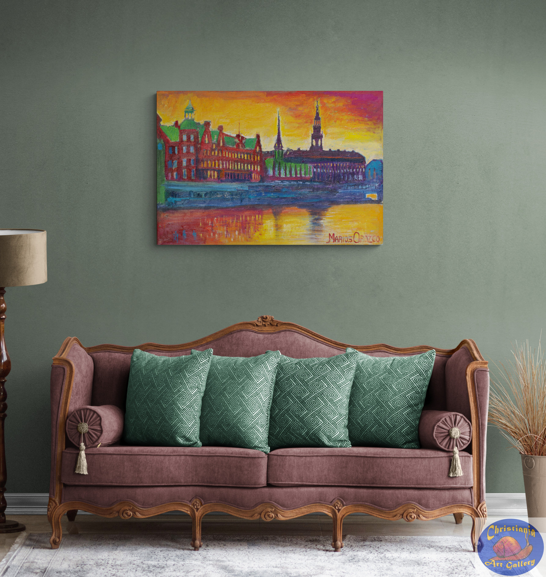 Børsen, 97X67 CM, Oil on canvas, Marios Orozco, Christiania Art Gallery