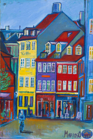 Summer on Grønnegade, 67X100 CM, Oil on canvas, By Marios Orozco, Christiania Art Gallery