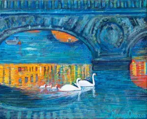Copenhagen Bridges, 92X75 CM, Oil on canvas, Marios Orozco, Christiania Art Gallery