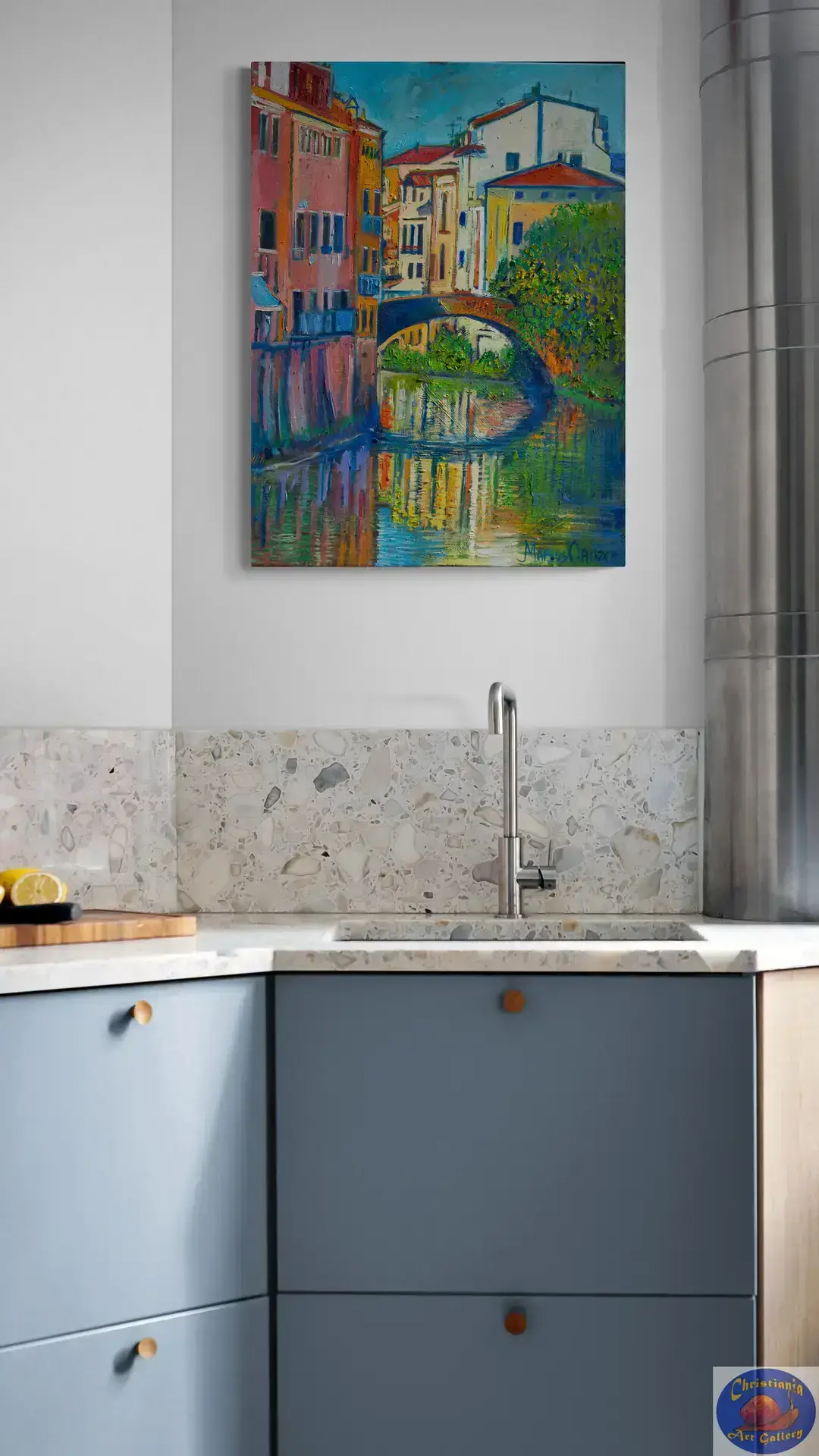 Bridge in Padua, 60X80 CM, Oil on canvas, Marios Orozco, Christiania Art Gallery