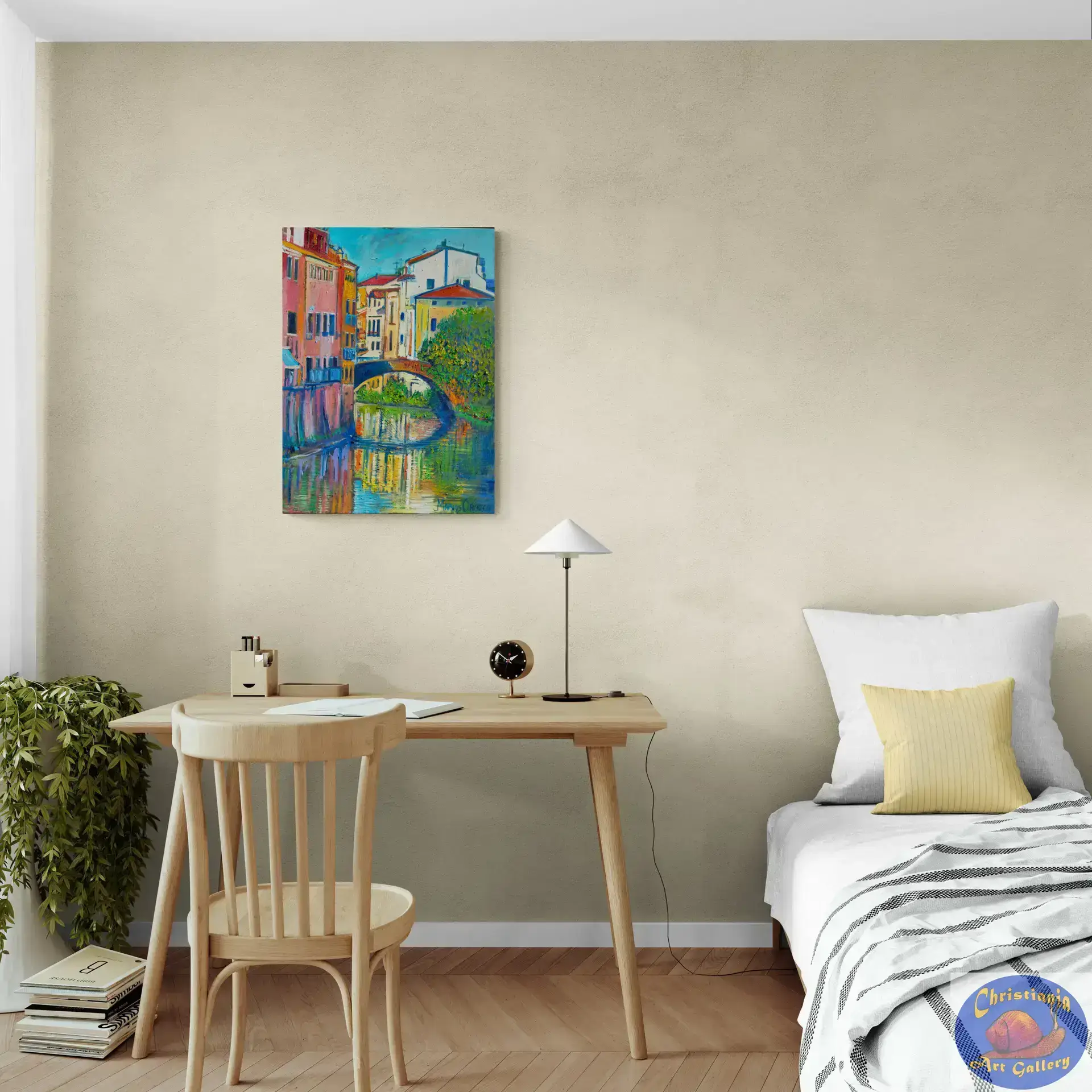 Bridge in Padua, 60X80 CM, Oil on canvas, Marios Orozco, Christiania Art Gallery