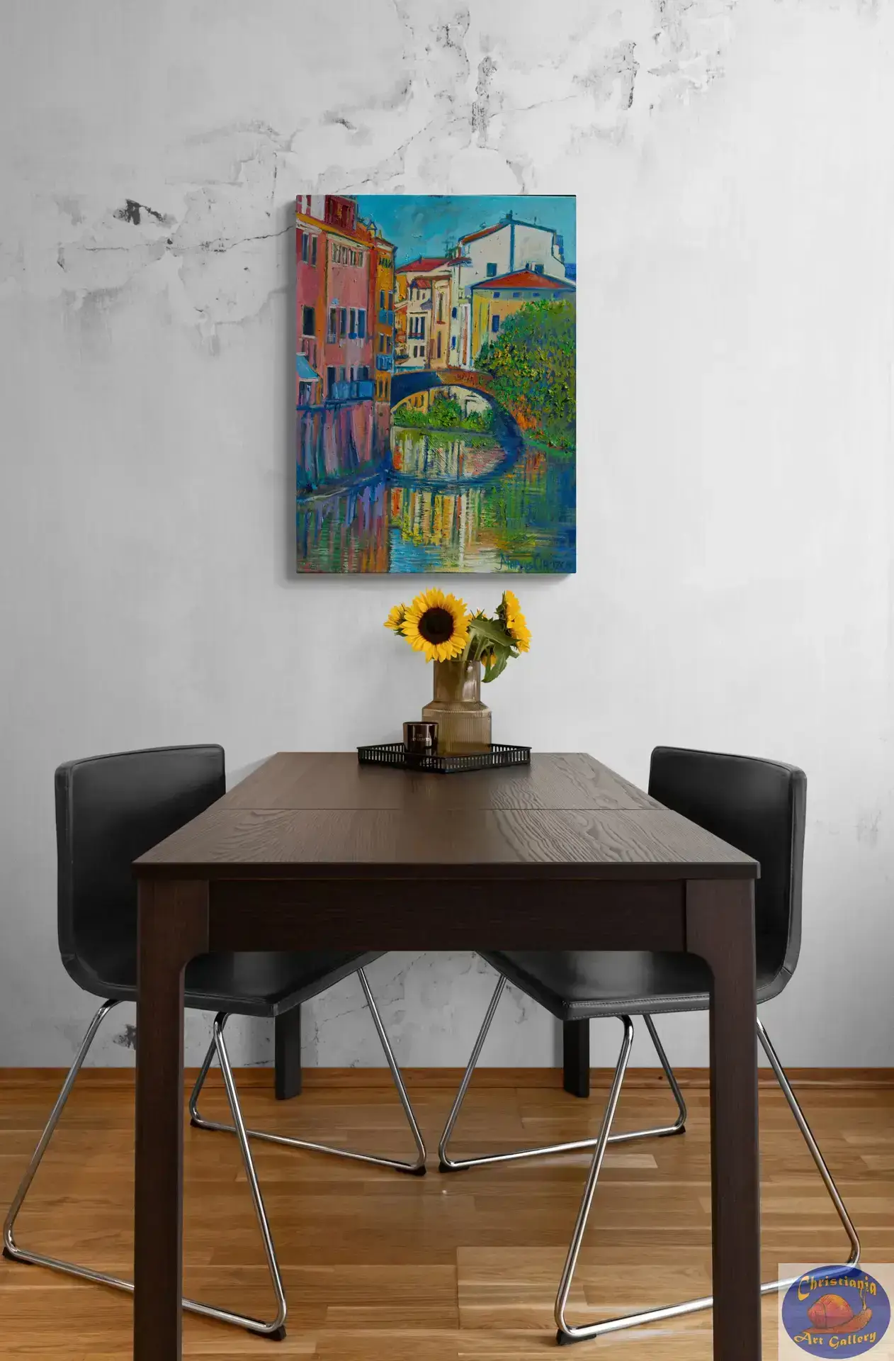 Bridge in Padua, 60X80 CM, Oil on canvas, Marios Orozco, Christiania Art Gallery