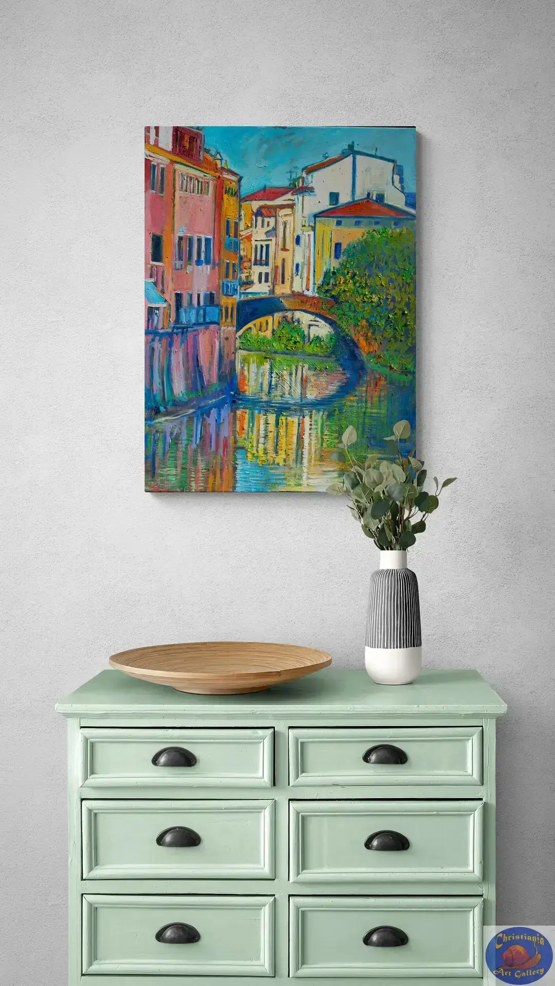 Bridge in Padua, 60X80 CM, Oil on canvas, Marios Orozco, Christiania Art Gallery