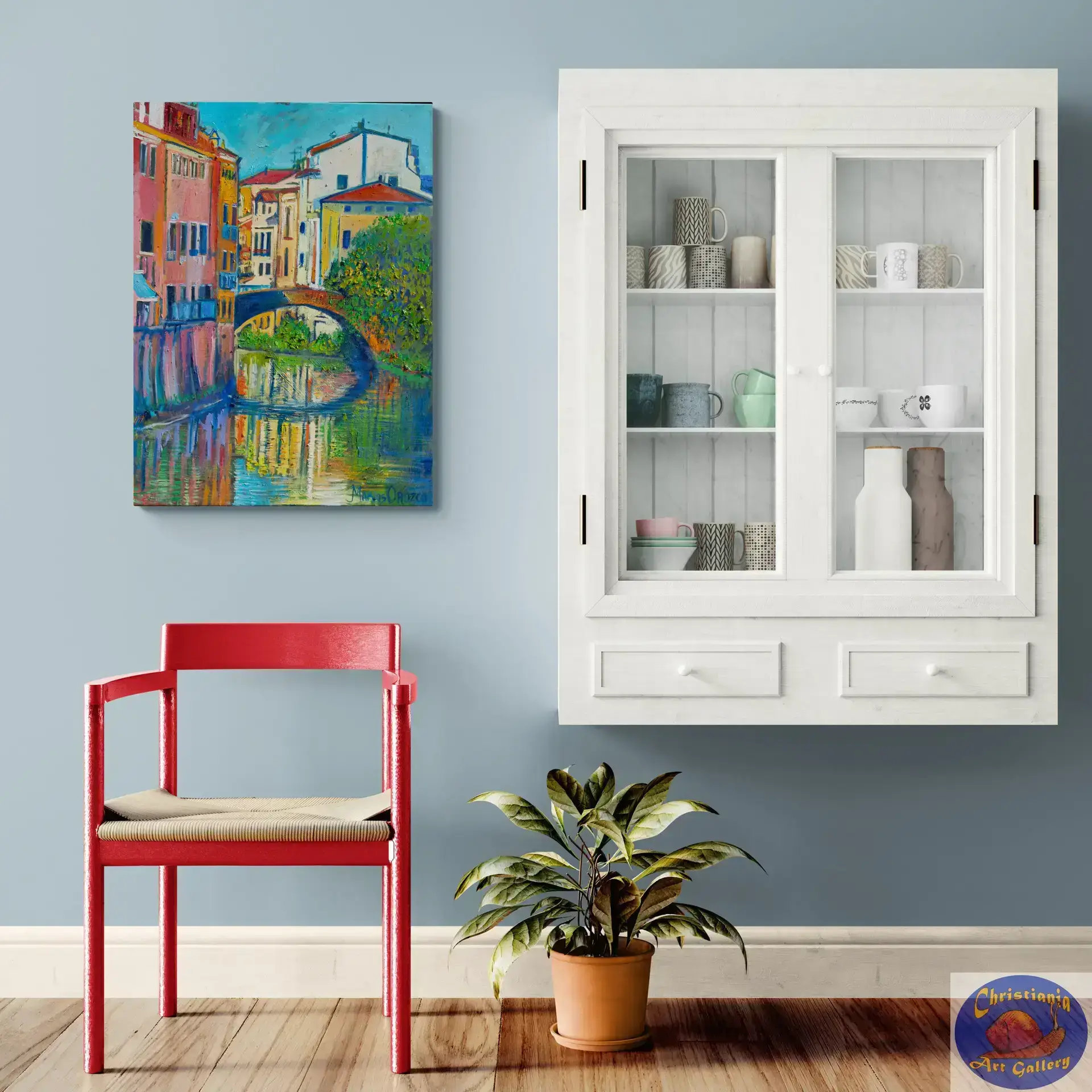 Bridge in Padua, 60X80 CM, Oil on canvas, Marios Orozco, Christiania Art Gallery