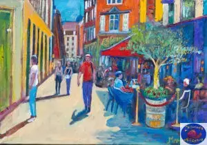 Lunch in Mama Rosa, 70X100 CM, Oil on canvas, by Marios Orozco, Christiania Art Gallery