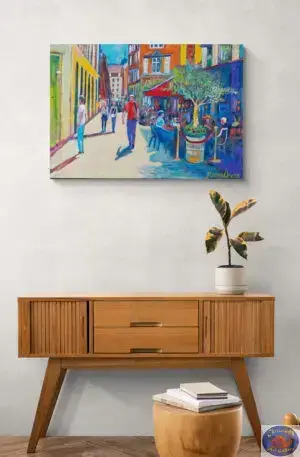 Lunch in Mama Rosa, 70X100 CM, Oil on canvas, by Marios Orozco, Christiania Art Gallery