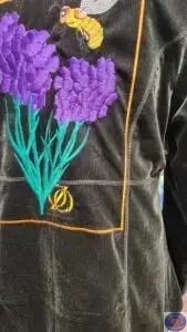 Black-Green Corduroy Bumblebee, OZO Copenhagen, Custom Embroidered Artwear, Christiania Art Gallery