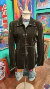 Black-Green Corduroy Bumblebee, OZO Copenhagen, Custom Embroidered Artwear, Christiania Art Gallery
