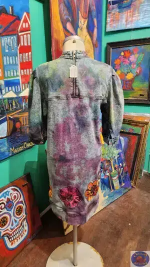 Tie-Dye Stretchy Denim Dress, OZO Copenhagen, Custom Embroidered Artwear, Christiania Art Gallery