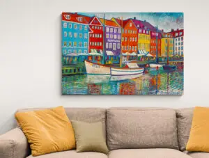 The Colors of Nyhavn, 140X94 CM, Oil on canvas, By Marios Orozco, Christiania Art Gallery