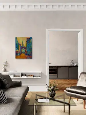 Kompagnistræde, 60X80 CM, Oil on canvas, By Marios Orozco, Christiania Art Gallery