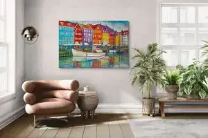 The Colors of Nyhavn, 140X94 CM, Oil on canvas, By Marios Orozco, Christiania Art Gallery