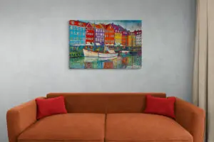 The Colors of Nyhavn, 140X94 CM, Oil on canvas, By Marios Orozco, Christiania Art Gallery
