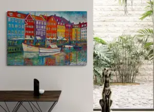 The Colors of Nyhavn, 140X94 CM, Oil on canvas, By Marios Orozco, Christiania Art Gallery