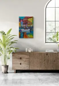 White Boat, 61X91 CM, Oil on canvas,By Marios Orozco, Christiania Art Gallery