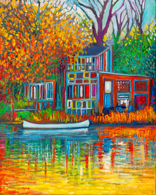 Windowhouse Blooming Autumn, 69X85,5 CM, Oil on canvas, By Marios Orozco, Christiania Art Gallery