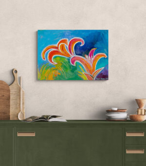 Two Flowers, 70X50 CM, Oil on canvas, By Marios Orozco, Christiania Art Gallery