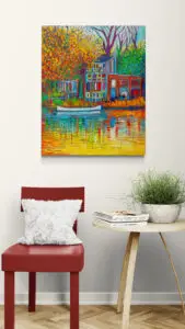 Windowhouse Blooming Autumn, 69X85,5 CM, Oil on canvas, By Marios Orozco, Christiania Art Gallery