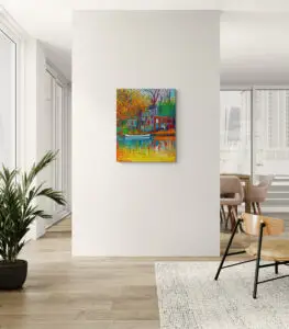 Windowhouse Blooming Autumn, 69X85,5 CM, Oil on canvas, By Marios Orozco, Christiania Art Gallery