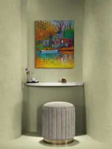 Windowhouse Blooming Autumn, 69X85,5 CM, Oil on canvas, By Marios Orozco, Christiania Art Gallery