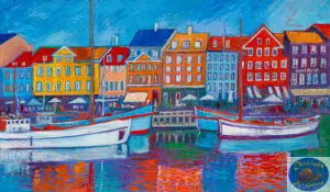 Blue and Red on Purple, 145X85 CM, Oil on canvas, By Marios Orozco, Christiania Art Gallery
