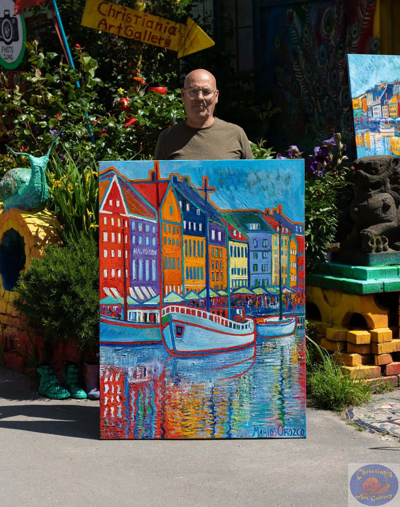 White Boat with Red Outlines, 100X135 CM, Oil on canvas, By Marios Orozco, Christiania Art Gallery