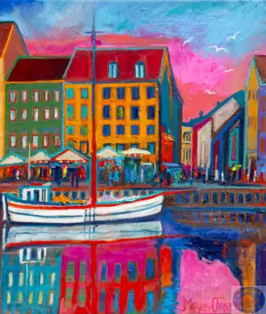 Pink Waters, 70X85 CM, Oil on canvas, By Marios Orozco. Christiania Art Gallery
