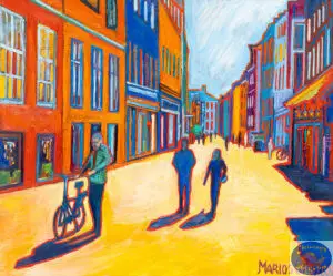 Spring Sunshine in Copenhagen, 120X100 CM, Oil on canvas, By Marios Orozco, Christiania Art Gallery