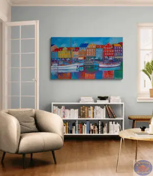 Blue and Red on Purple, 145X85 CM, Oil on canvas, By Marios Orozco, Christiania Art Gallery