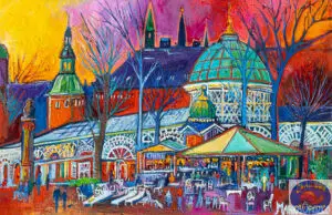 Café Chaplon Tivoli, 130X85 CM, Oil on canvas, By Marios Orozco, Christiania Art Gallery