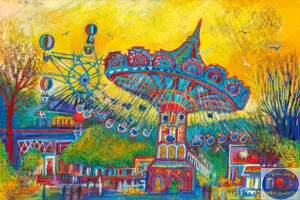 Tivoli Carousel, 150X100 CM, Oil on canvas, By Marios Orozco, Christiania Art Gallery