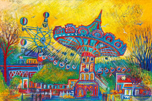 Tivoli Carousel, 150X100 CM, Oil on canvas, By Marios Orozco, Christiania Art Gallery
