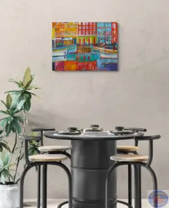 Pink Facing Boats, 80X60 CM, Oil on canvas, Marios Orozco, Christiania Art Gallery