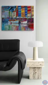 Nyhavn and The French Embassy, 90X70 CM, Oil on canvas, By Marios Orozco, Christiania Art Gallery